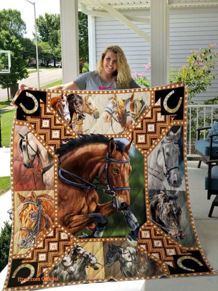 Horse Racing Quilt Blanket Great Customized Blanket Gifts For Birthday Christmas Thanksgiving - Super King - Ettee