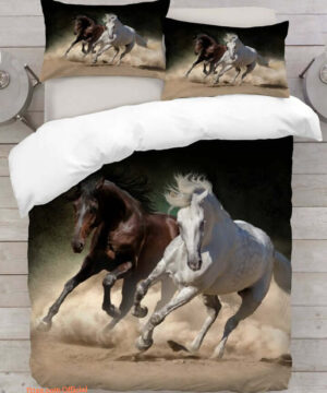 Horse Running Bedding Set Bed Sheets Spread Comforter Duvet Cover Bedding Sets - King - Ettee