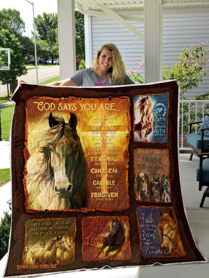 Horse. God Says You Are Unique Path To My Heart Quilt Blanket Great Customized Blanket Gifts For Birthday Christmas Thanksgiving - Ettee - Birthday