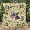 Hummingbird Colorful Flower Animal Lover Vintage Quilt Blanket. Foldable And Compact - Super King - Ettee
