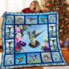 Hummingbird Orchids Nature Animal Lover Vintage Quilt Blanket. Foldable And Compact - Super King - Ettee
