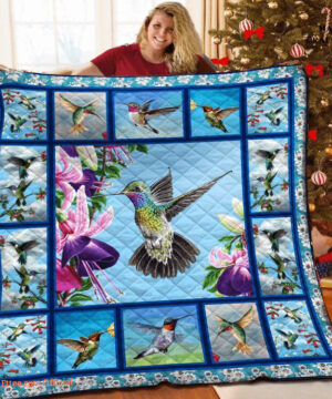 Hummingbird Orchids Nature Animal Lover Vintage Quilt Blanket. Foldable And Compact - Super King - Ettee