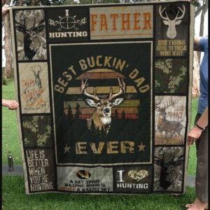 Hunting Best Buckin Dad Ever Quilt Blanket Great Customized Gifts For Birthday Christmas Thanksgiving Father's Day - Twin - Ettee