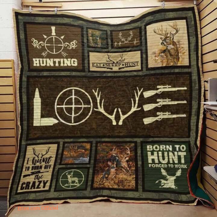 Hunting Born To Hunt Forced To Work Quilt Blanket Great Customized Gifts For Birthday Christmas Thanksgiving Perfect Gifts For Hunting Lover - Ettee