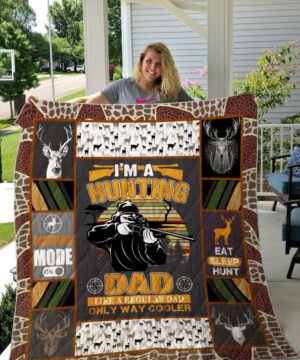 Hunting Dad Eat Sleep Hunt Quilt Blanket Great Customized Gifts For Birthday Christmas Thanksgiving Father's Day Perfect Gifts For Hunting Lover - Twin - Ettee