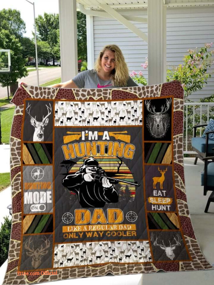 Hunting Dad Eat Sleep Hunt Quilt Blanket Great Customized Gifts For Birthday Christmas Thanksgiving Father's Day Perfect Gifts For Hunting Lover - Twin - Ettee