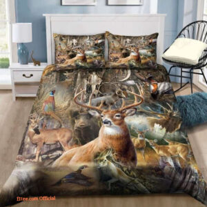 Hunting Deer Bed Sheets Spread Bedding Set - King - Ettee