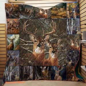 Hunting Deer Buck And Doe Quilt Blanket. Luxurious Super Soft Quilt Blanket - Twin - Ettee