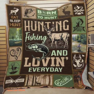 Hunting Fishing And Loving Everyday Quilt Blanket Great Blanket Gifts - Super King - Ettee