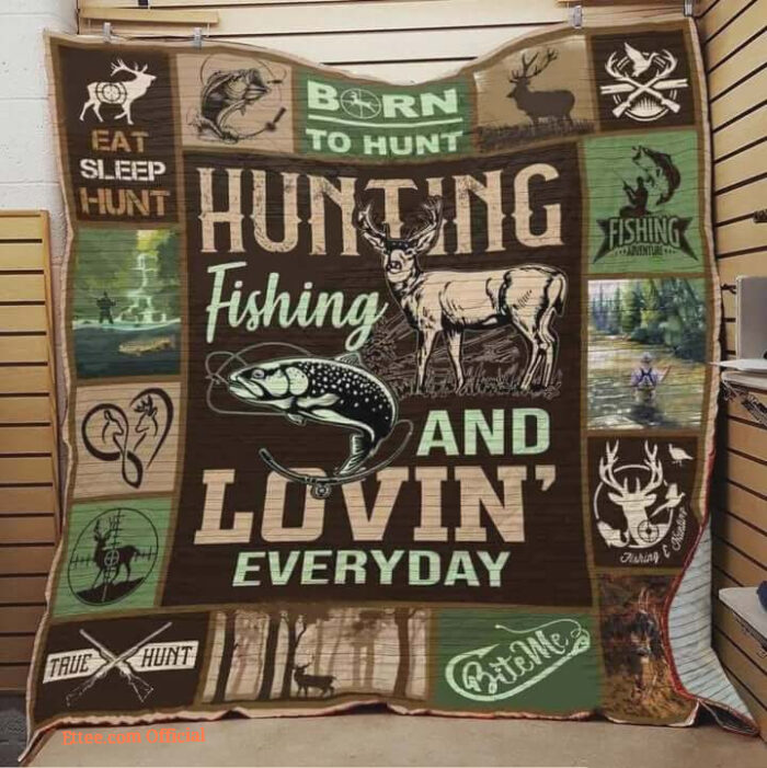 Hunting Fishing And Loving Everyday Quilt Blanket Great Blanket Gifts - Super King - Ettee