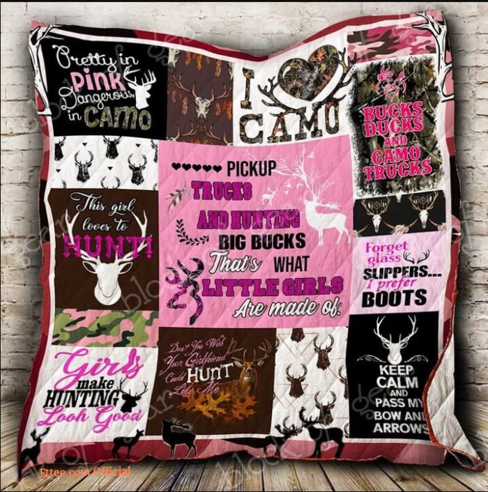 Hunting Girl Pretty In Pink Dangerous In Camo Quilt Blanket Great Customized Gifts For Birthday Christmas Thanksgiving Perfect Gifts For Hunting Lover - Twin - Ettee