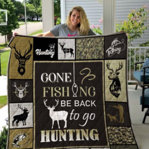 Hunting Gone Fishing Quilt Blanket Great Birthday Christmas Thanksgiving Perfect Gifts - Super King - Ettee