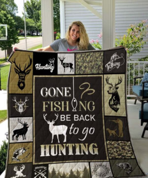 Hunting Gone Fishing Quilt Blanket Great Birthday Christmas Thanksgiving Perfect Gifts - Super King - Ettee