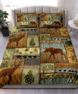 Hunting Pattern Mountain Pines Lodge Bedding Set Cotton Bed Sheets Spread Comforter Bedding Sets - King - Ettee