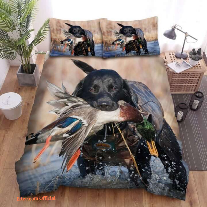 Hunting.The Hound Keeping Duck In Mouth Bed Sheets Spread Bedding Sets - King - Ettee