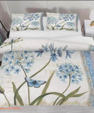 Hyacinth Flowers Butterfly Cotton Bed Sheets Spread Comforter Bedding Sets - King - Ettee