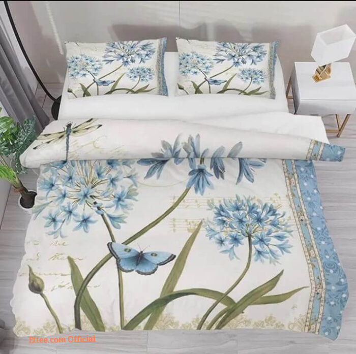 Hyacinth Flowers Butterfly Cotton Bed Sheets Spread Comforter Bedding Sets - King - Ettee