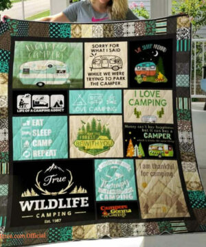 I Am Thankful For Camping Quilt Blanket Great Customized Blanket Gifts For Birthday Christmas Thanksgiving - Ettee - Birthday