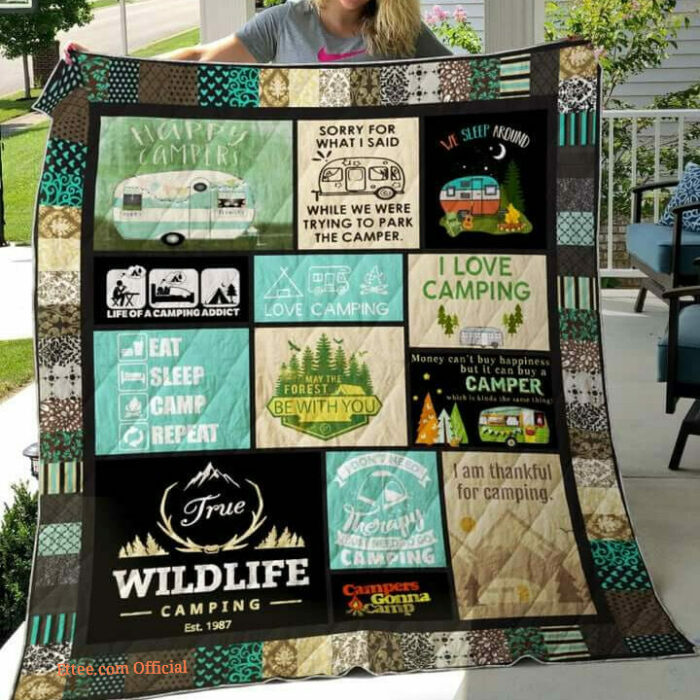 I Am Thankful For Camping Quilt Blanket Great Customized Blanket Gifts For Birthday Christmas Thanksgiving - Ettee - Birthday