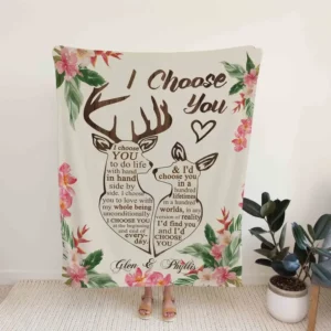 I Choose You Blanket Couple Hunter Blanket.Anniversary Wedding Blanket.Anniversary Gift.Valentine Gift - Super King - Ettee