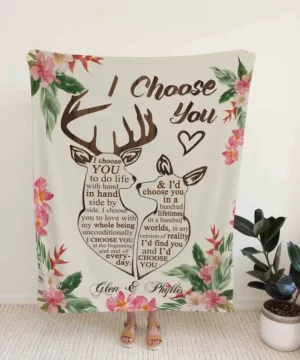 I Choose You Blanket Couple Hunter Blanket.Anniversary Wedding Blanket.Anniversary Gift.Valentine Gift - Super King - Ettee