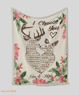 I Choose You For Valentine Blanket Customized Name Couple Deer Quilt Blanket - Super King - Ettee