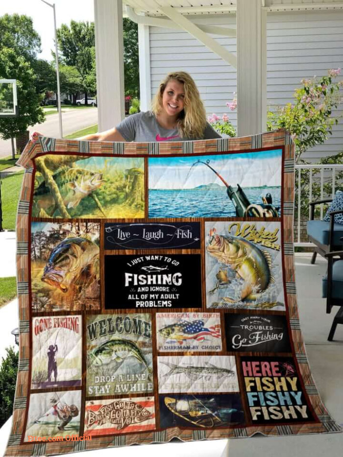 I Just Want To Go Fishing Quilt Blanket Great  Gifts Perfect Gifts For Fishing Lover - Super King - Ettee