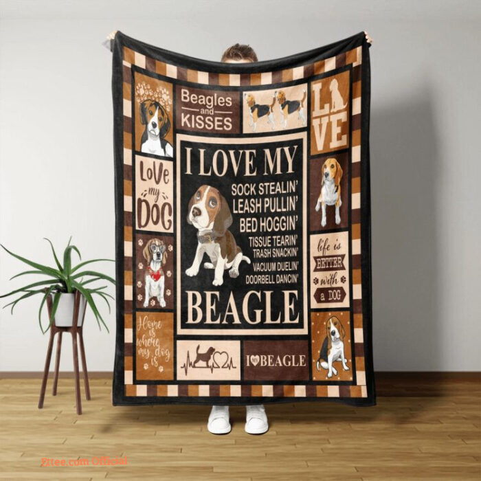 I Love My Beagle Blanket Beagle Quilt Blanket Dog Lover. Foldable And Compact - Super King - Ettee