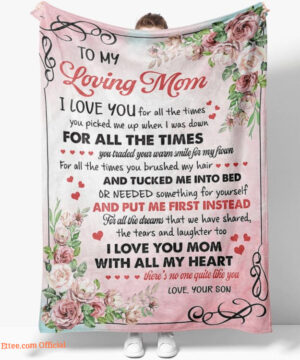 I Love You Mom With All My Heart Quilt Blanket. Foldable And Compact - Super King - Ettee