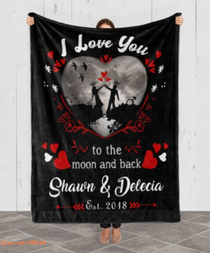 Valentine I Love You To The Moon And Back Customized Quilt Blanket - Super King - Ettee