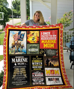 I Once Protected Him Now He Protects Me Marine Mom Quilt Blanket Great - Super King - Ettee