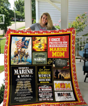 I Once Protected Him Now He Protects Me Marine Mom Quilt Blanket Great Customized Blanket Gifts For Birthday Christmas Thanksgiving - Ettee - Birthday