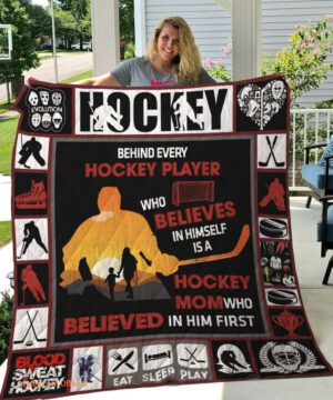 Ice Hockey Mom Behind Every Hockey Player Quilt Blanket - Ettee - Hockey Blanket