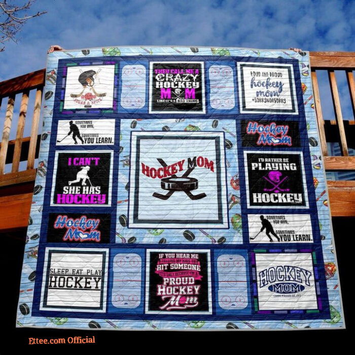Ice Hockey Mom I Can't She Has Hockey Quilt Blanket - Super King - Ettee