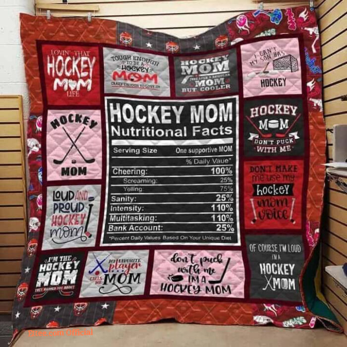 Ice Hockey Mom Nutritional Facts Quilt Blanket - Twin - Ettee