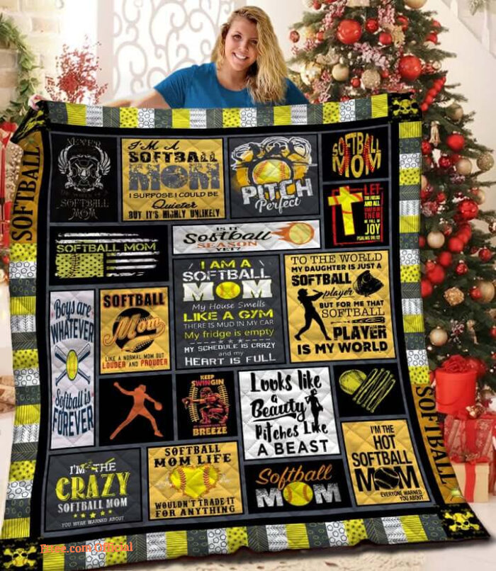 I'm The Crazy Softball Mom Quilt Blanket Great - Super King - Ettee