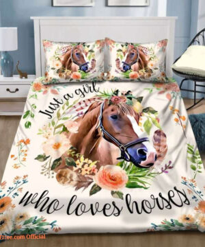 Just A Girl Who Loves Horses Bed Sheets Spread Duvet Cover Bedding Sets - King - Ettee