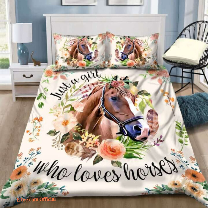 Just A Girl Who Loves Horses Bed Sheets Spread Duvet Cover Bedding Sets - King - Ettee