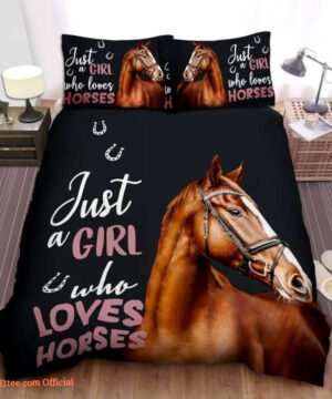 Just A Girl Who Loves Horses Brown Horse Cotton Bed Sheets Spread Duvet Cover Bedding Sets Perfect Gifts - King - Ettee