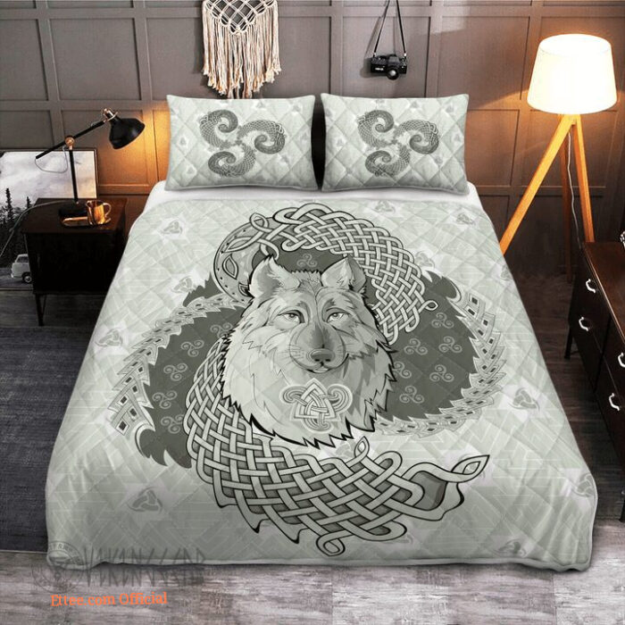 Legendary Wolf From Ancient Mythology Nordic - Viking Quilt Bedding Set - King - Ettee