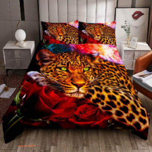 Leopard Duvet Cover Wild Animal Print Bedding Set - King - Ettee