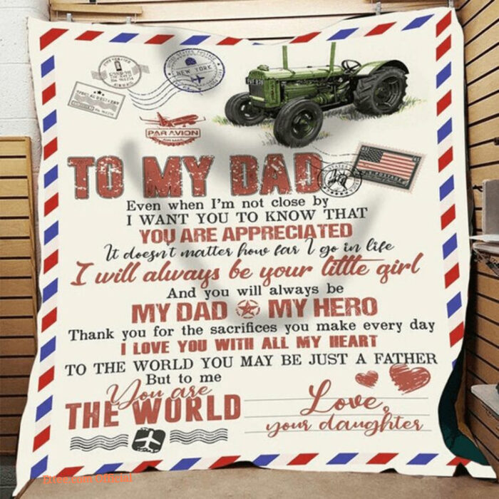 Letter To My Famer Dad I Love You With All My Heart Tractor Blanket Gift For Dad - Super King - Ettee