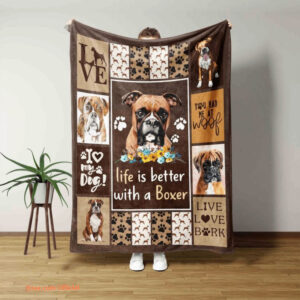 Life Is Better With A Boxer Blanket Boxer Lover Blanket Dog Blanket Pet Lover - Super King - Ettee