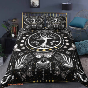 Lifetree 3pcs Comforter set Bedding set Moon phase Boho Black and White Quilt For Bedroom - King - Ettee