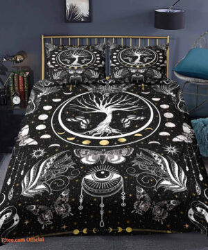 Lifetree 3pcs Comforter set Bedding set Moon phase Boho Black and White Quilt For Bedroom - King - Ettee