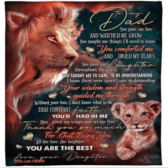 Lion Dad To My Daughter Blanket - Meaningful Gifts for Daughters - Super King - Ettee