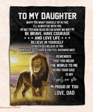 Lion Dad To My Daughter Blanket From Dad Gifts For Daughter - Super King - Ettee