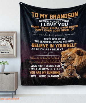 Lion Fleece Throw  To My Grandson From Grandpa Blanket Grandson Gifts - Super King - Ettee