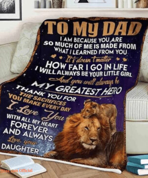 Lion Dad Thank You Blanket - Daughter's Birthday Gift - Super King - Ettee