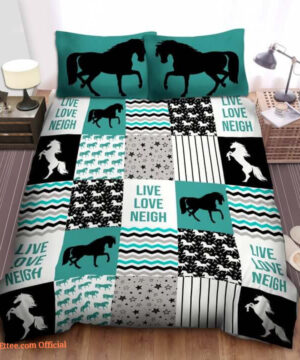 Live Love Neigh Horse Cotton Bed Sheets Spread Comforter Duvet Cover Bedding Sets - King - Ettee